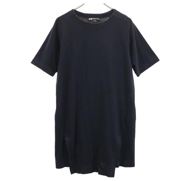 ワイスリー バック プリント 半袖 Tシャツ ワンピース S 黒系 Y-3 adidas YOHJI YAMAMOTO レディース