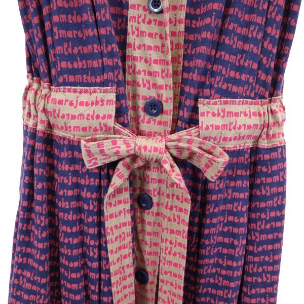 MARC BY MARC JACOBS マークバイマークジェイコブス 総柄 ノースリーブ フロントリボン ワンピース XS パープル系 レディース