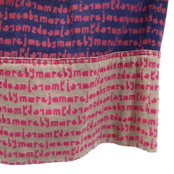 MARC BY MARC JACOBS マークバイマークジェイコブス 総柄 ノースリーブ フロントリボン ワンピース XS パープル系 レディース