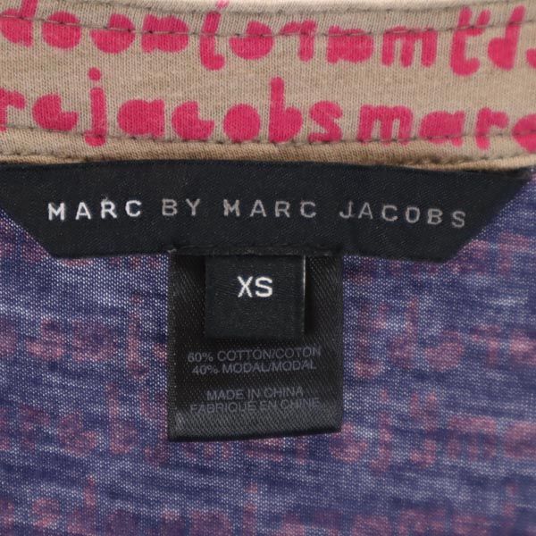 MARC BY MARC JACOBS マークバイマークジェイコブス 総柄 ノースリーブ フロントリボン ワンピース XS パープル系 レディース