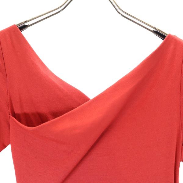 DF STUDIO ディーエフスタジオ 日本製 半袖 カシュクール風 ワンピース 0 赤 レディース