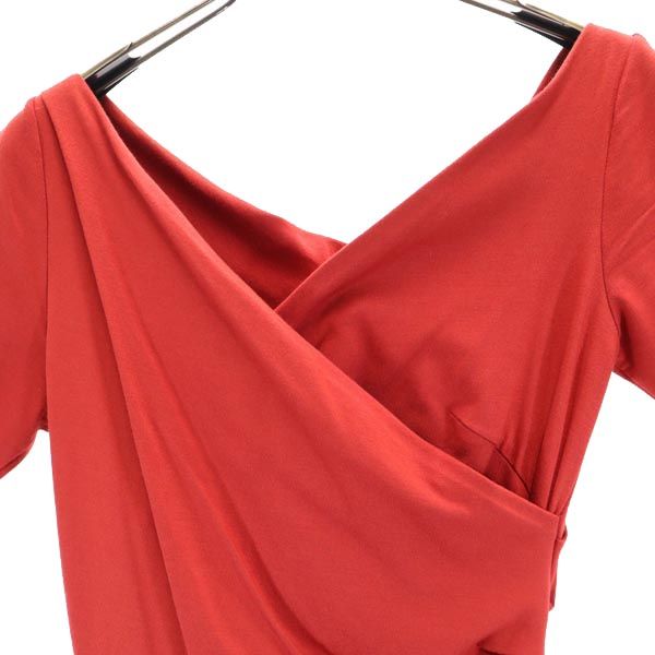 DF STUDIO ディーエフスタジオ 日本製 半袖 カシュクール風 ワンピース 0 赤 レディース