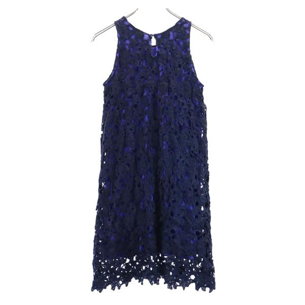 BIANCA EPOCA ビアンカエポカ 三陽商会 ノースリーブ レース ワンピース 36 紫×ネイビー レディース