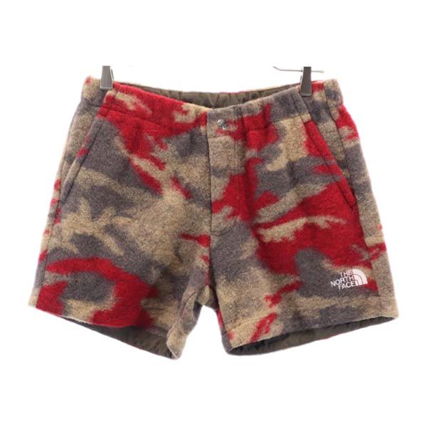 THE NORTH FACE ノースフェイス NA2254N ウールブレンド 総柄 ショートパンツ 赤×グレー メンズ