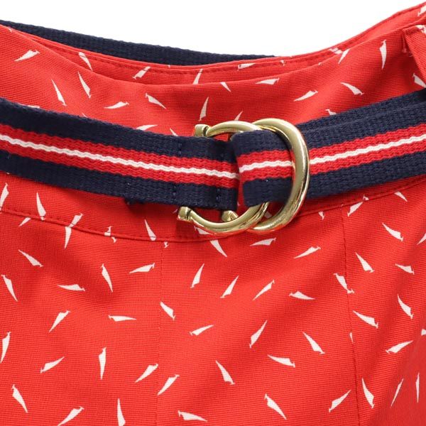 未使用 MAX&CO マックスアンドコー 総柄 ミニ丈 プリーツ フレアスカート 38 赤×白 サイドジップ レディース