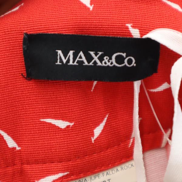 未使用 MAX&CO マックスアンドコー 総柄 ミニ丈 プリーツ フレアスカート 38 赤×白 サイドジップ レディース