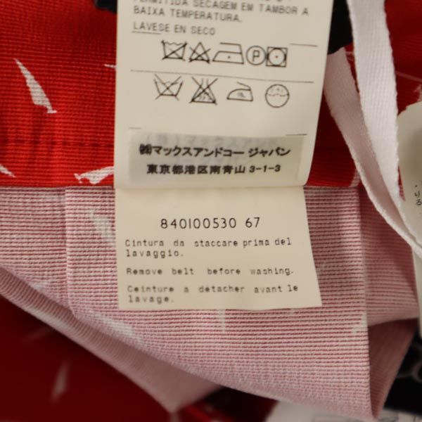 未使用 MAX&CO マックスアンドコー 総柄 ミニ丈 プリーツ フレアスカート 38 赤×白 サイドジップ レディース