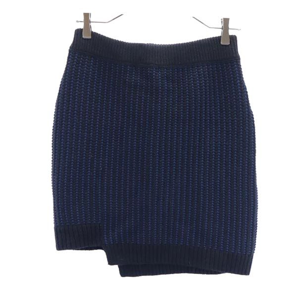 OPENING CEREMONY オープニングセレモニー ウールブレンド ミニ丈 ニット スカート S ネイビー系 フロントファスナーデザイン レディース