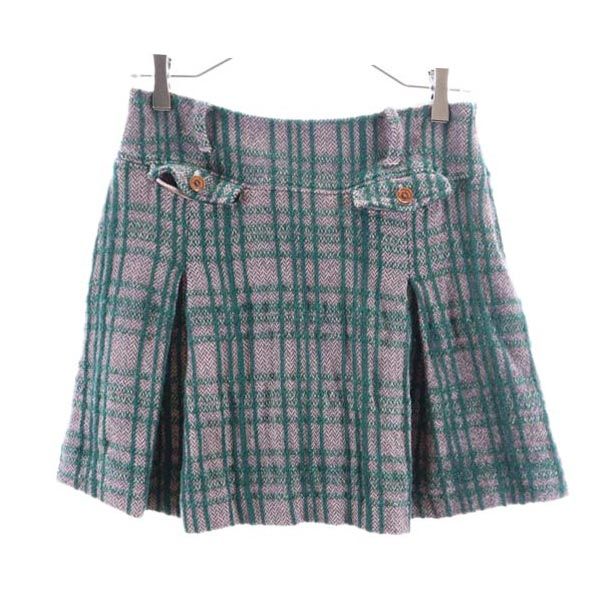 MASTER BUNNY EDITION マスターバニーエディション ウール ミニ丈 台形 スカート 0 ピンク×緑 レディース