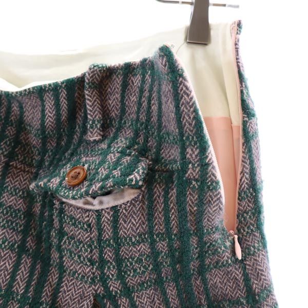 MASTER BUNNY EDITION マスターバニーエディション ウール ミニ丈 台形 スカート 0 ピンク×緑 レディース