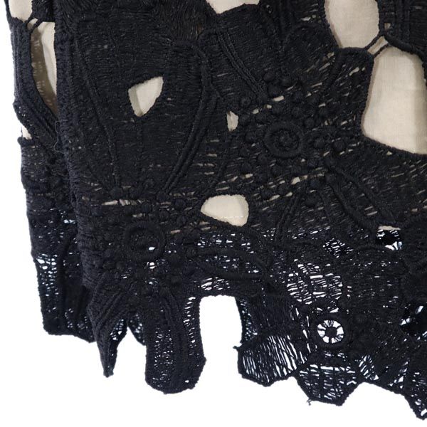 TOCCA トッカ 花柄レース ミニ丈 フレアスカート 0 黒×ベージュ系 バックジップ レディース