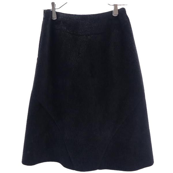 SCHUMACHER シューマッハ ミディ丈 フェイクファー スカート 2 黒 レディース