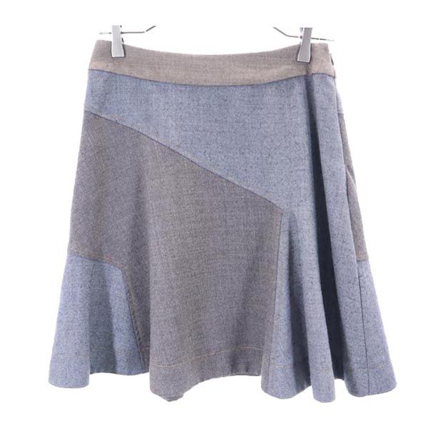 SEE BY CHLOE シーバイクロエ ウールブレンド ミニスカート 34 グレー×ブラウン レディース