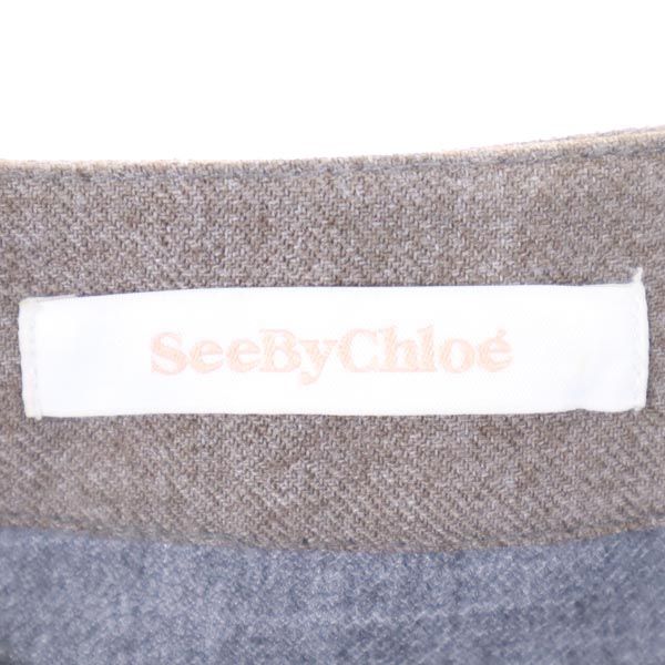 SEE BY CHLOE シーバイクロエ ウールブレンド ミニスカート 34 グレー×ブラウン レディース