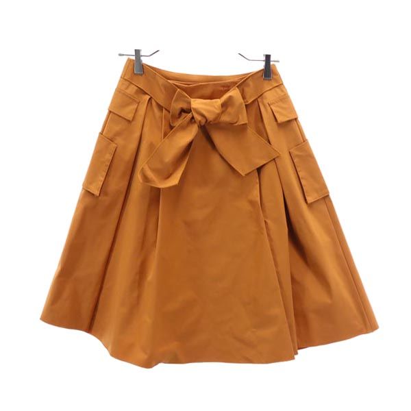 FOXEY フォクシー 日本製 ミニスカート 40 オレンジ系 バックリボン レディース