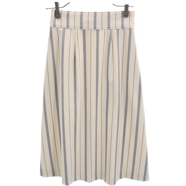 SEE BY CHLOE シーバイクロエ ストライプ柄 ミディ丈 スカート 34 ベージュ×グレー レディース