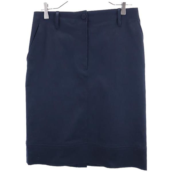 LANVIN ランバン 日本製 ミニ丈 タイトスカート 40 濃紺 レディース