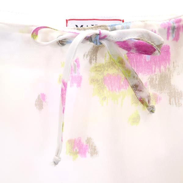 MAX&CO マックスアンドコー イタリア製 花柄 ミディ丈 フレアスカート 40 ホワイト系 サイドジップ レディース