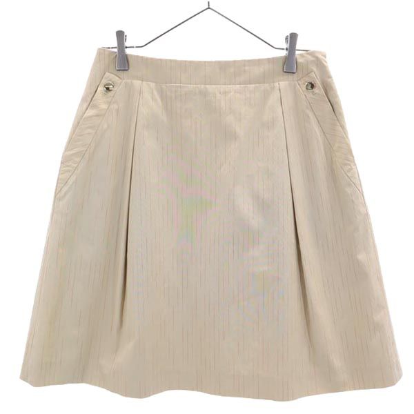 Paul Smith BLACK LABEL ポールスミスブラックレーベル ストライプ ミニ丈 スカート 42 ベージュ系 サイドジップ レディース