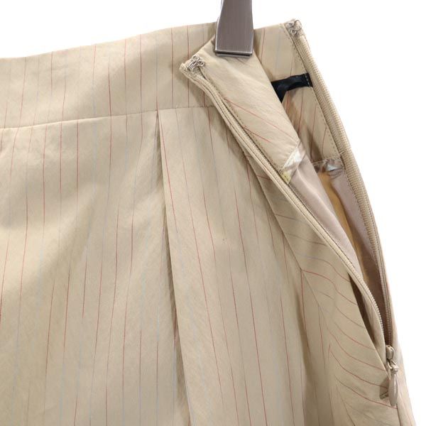 Paul Smith BLACK LABEL ポールスミスブラックレーベル ストライプ ミニ丈 スカート 42 ベージュ系 サイドジップ レディース