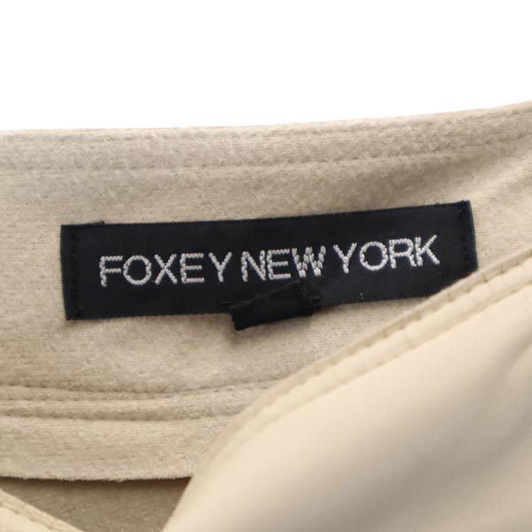 FOXEY NEW YORK フォクシーニューヨーク 日本製 ミニ丈 レザーライク フレアスカート 38 ベージュ系 バックジップ レディース