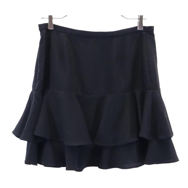 LAUREN RALPH LAUREN ローレンラルフローレン ミニ丈 フリルスカート 6P ブラック系 サイドジップ レディース