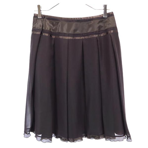 LANVIN ランバン 日本製 ミディ丈 プリーツスカート 40 ブラウン系 レディース
