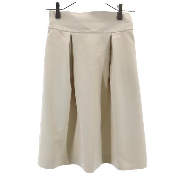 FOXEY フォクシー ミディ丈 スカート 38 ベージュ タック入 レディース