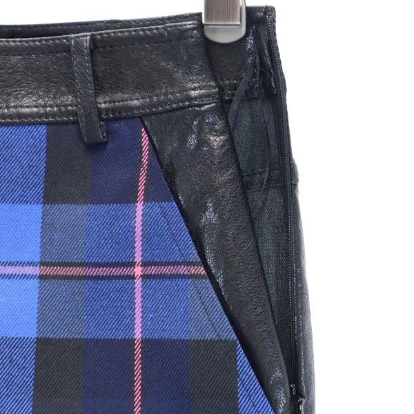 未使用 BOUTIQUE MOSCHINO ブティックモスキーノ ミディ丈 フェイクレザー スカート I 38 青系 切替 レディース