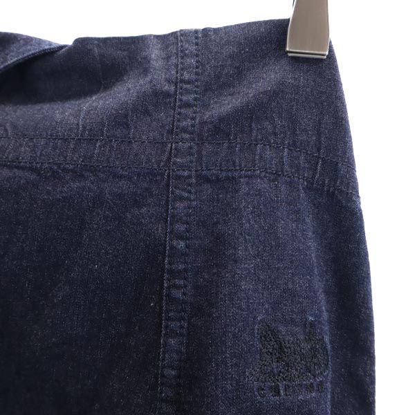 CELINE セリーヌ ロゴ刺繍 ミディ丈 ラップ デニムスカート 38 ネイビー レディース