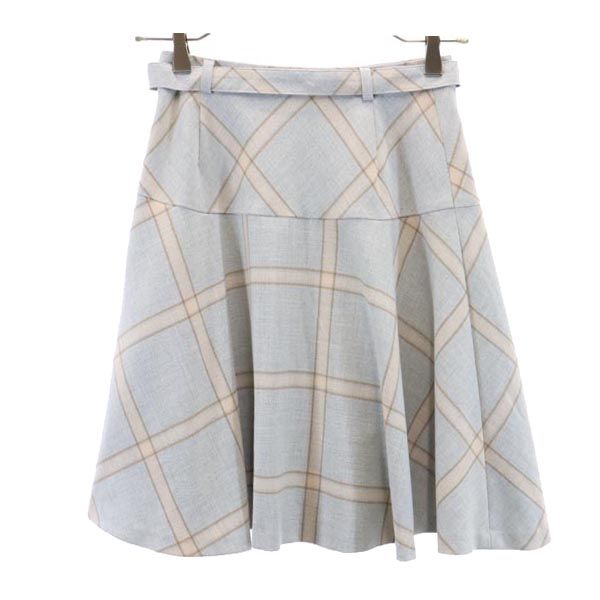 BLUE LABEL CRESTBRIDGE ブルーレーベルクレストブリッジ 日本製 三陽商会 チェック柄 ミニ丈 スカート 34 グレー系 レディース