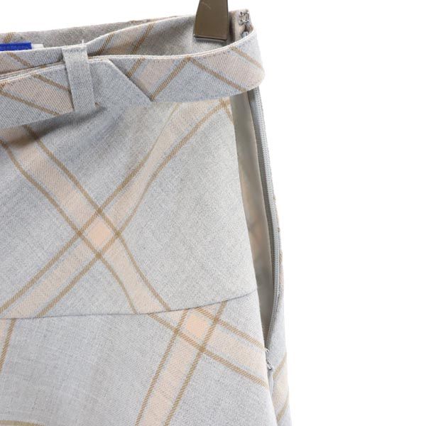 BLUE LABEL CRESTBRIDGE ブルーレーベルクレストブリッジ 日本製 三陽商会 チェック柄 ミニ丈 スカート 34 グレー系 レディース