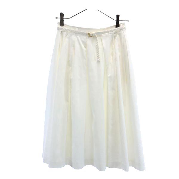 BLUE LABEL CRESTBRIDGE ブルーレーベルクレストブリッジ 三陽商会 リヨセルブレンド ミディ丈 タック スカート 36 白 レディース