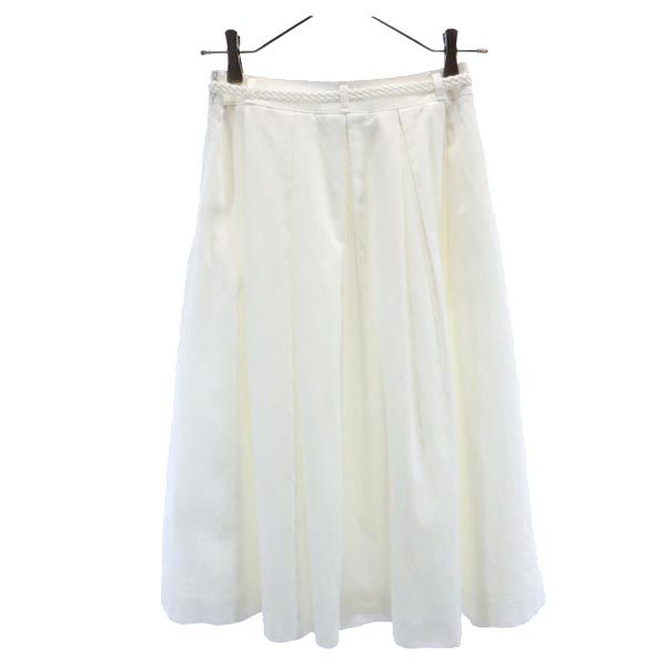 BLUE LABEL CRESTBRIDGE ブルーレーベルクレストブリッジ 三陽商会 リヨセルブレンド ミディ丈 タック スカート 36 白 レディース