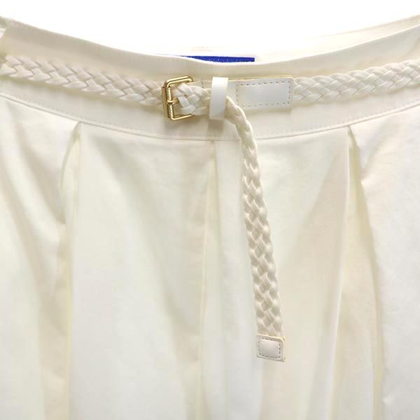 BLUE LABEL CRESTBRIDGE ブルーレーベルクレストブリッジ 三陽商会 リヨセルブレンド ミディ丈 タック スカート 36 白 レディース