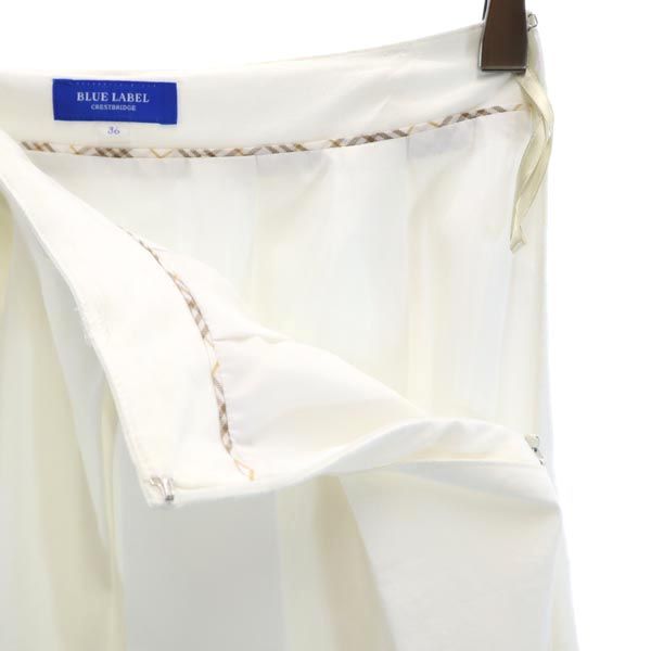 BLUE LABEL CRESTBRIDGE ブルーレーベルクレストブリッジ 三陽商会 リヨセルブレンド ミディ丈 タック スカート 36 白 レディース