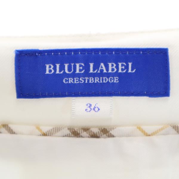 BLUE LABEL CRESTBRIDGE ブルーレーベルクレストブリッジ 三陽商会 リヨセルブレンド ミディ丈 タック スカート 36 白 レディース
