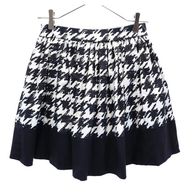 Kate Spade ケイトスペード 総柄 ミニ丈 ギャザースカート 0 黒×白 バックジップ レディース