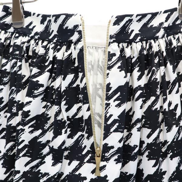 Kate Spade ケイトスペード 総柄 ミニ丈 ギャザースカート 0 黒×白 バックジップ レディース
