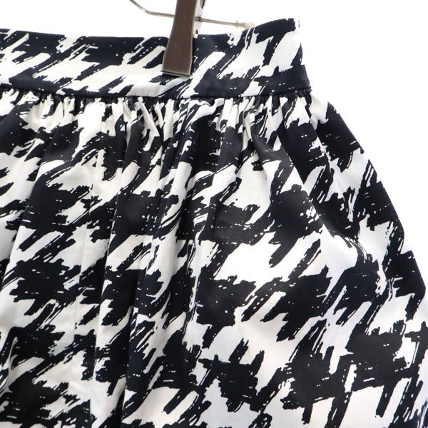 Kate Spade ケイトスペード 総柄 ミニ丈 ギャザースカート 0 黒×白 バックジップ レディース