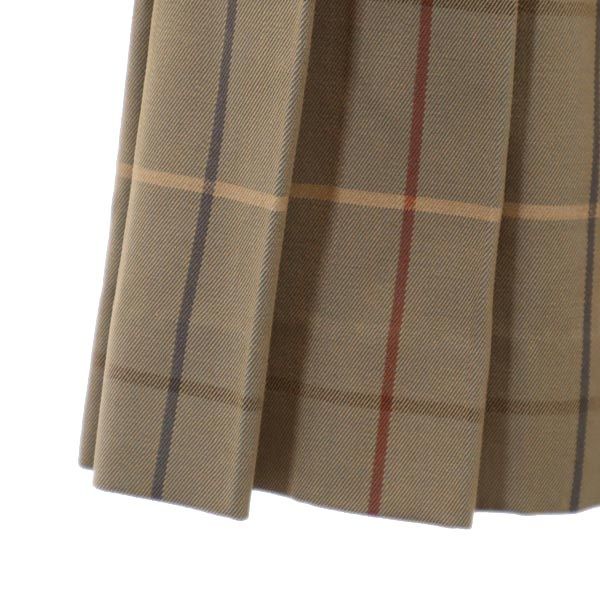 Burberrys バーバリーズ 90s ウール チェック ミニ丈 プリーツスカート ブラウン系 サイドジップ レディース