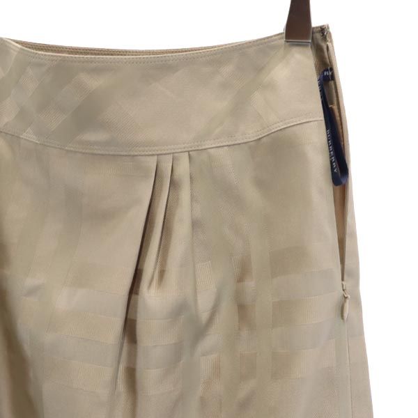 バーバリー 日本製 三陽商会 シルクブレンド チェック ミディ丈 スカート 40 ベージュ系 BURBERRY レディース