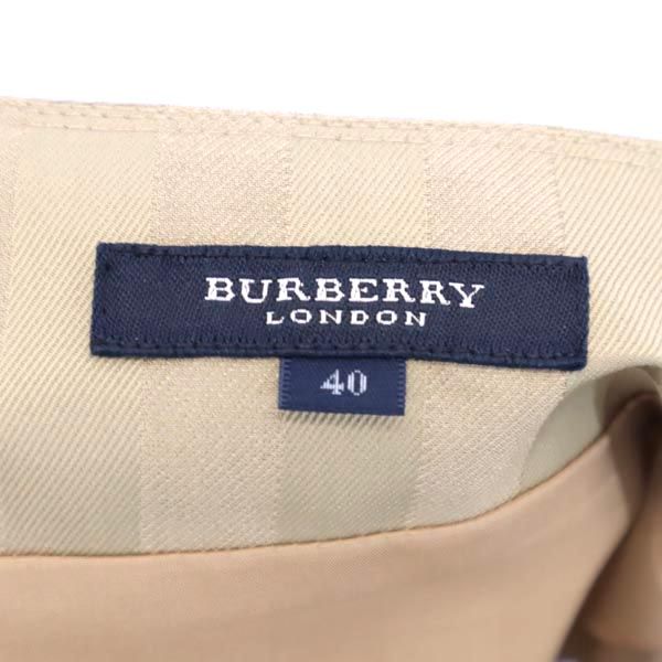 バーバリー 日本製 三陽商会 シルクブレンド チェック ミディ丈 スカート 40 ベージュ系 BURBERRY レディース