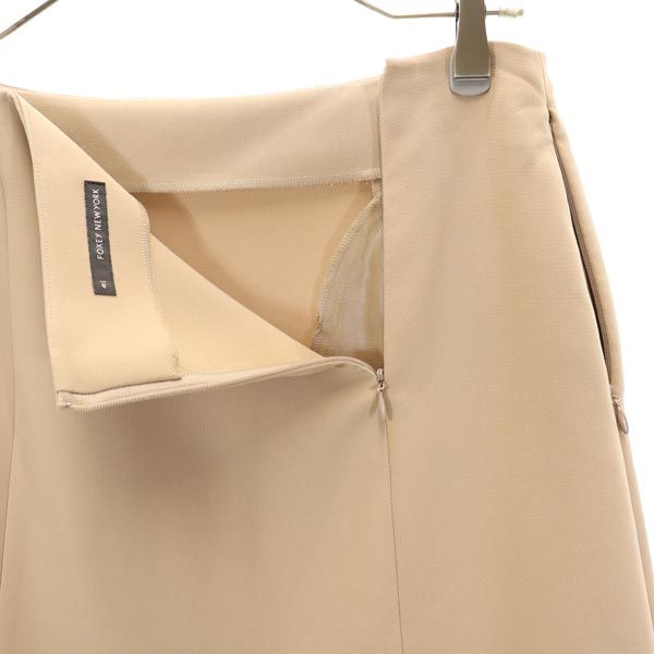 FOXEY NEW YORK フォクシーニューヨーク 日本製 ミニ丈 裾フリル スカート 40 ブラウン系 バックジップ レディース