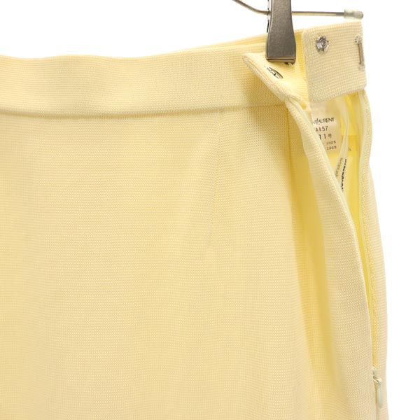 YVES SAINT LAURENT イヴサンローラン レーヨン ミニ丈 ニット スカート 11 イエロー系 サイドジップ レディース