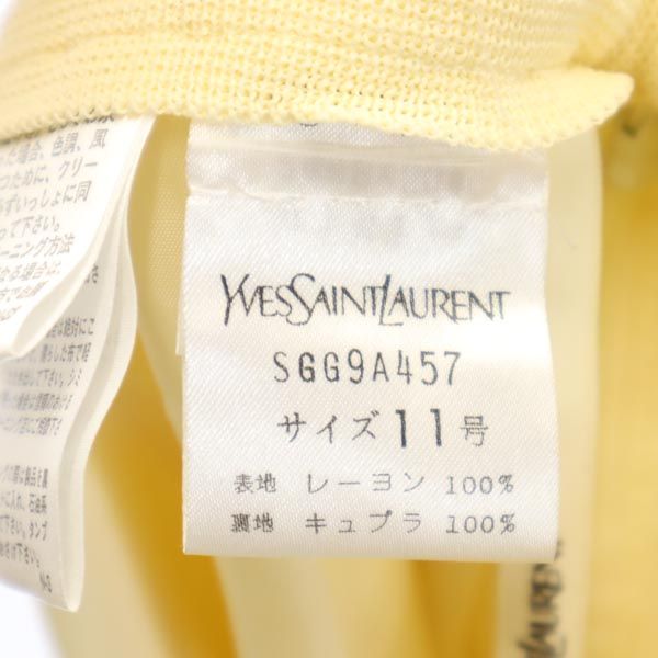 YVES SAINT LAURENT イヴサンローラン レーヨン ミニ丈 ニット スカート 11 イエロー系 サイドジップ レディース