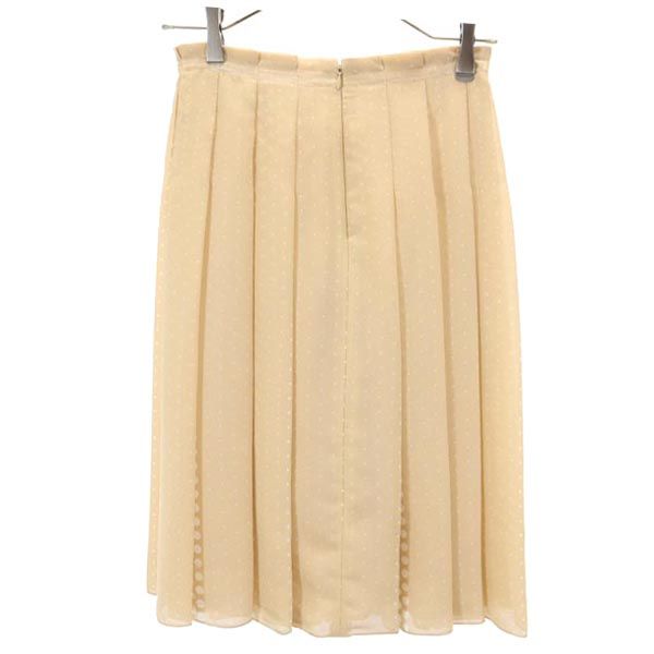 LANVIN ランバン 日本製 ドット ミディ丈 プリーツスカート 36 ベージュ系 レディース