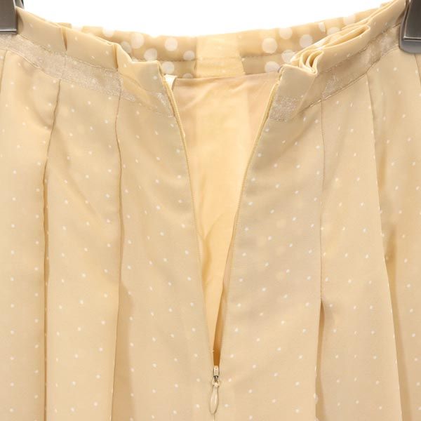 LANVIN ランバン 日本製 ドット ミディ丈 プリーツスカート 36 ベージュ系 レディース