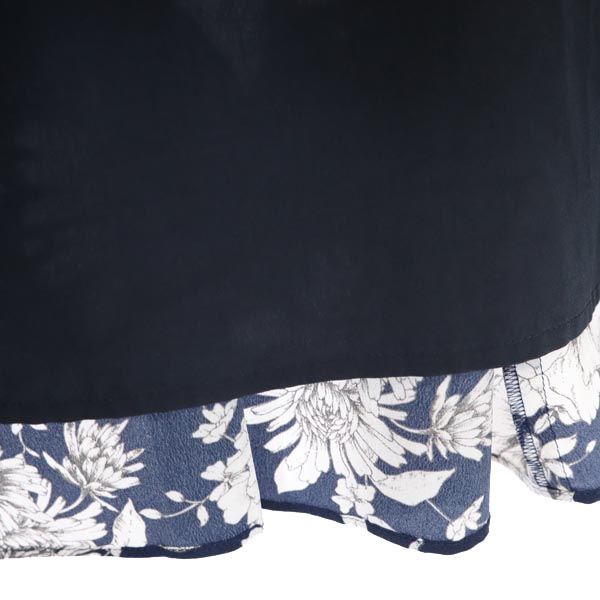 Mackintosh マッキントッシュ 三陽商会 花柄 ミディ丈 フレアスカート 38 ネイビー系 レディース