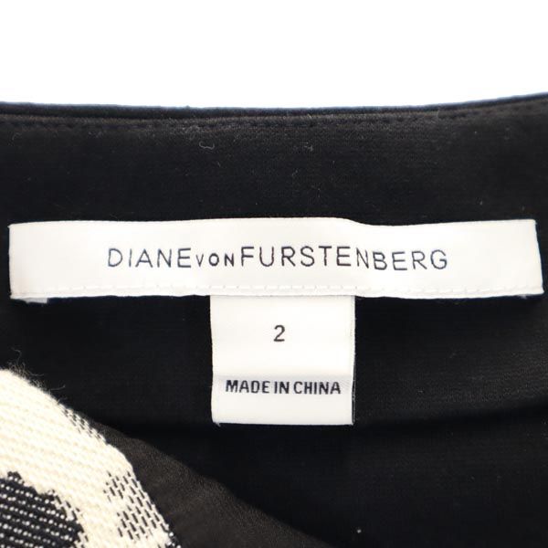DIANE VON FURSTENBERG ダイアンフォンファステンバーグ レオパード切替デザイン ミニ丈 タイトスカート 2 黒系 レディース